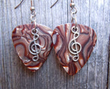 CLEARANCE Small Clef Charm Guitar Pick Earrings - Pick Your Color