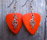 CLEARANCE Small Clef Charm Guitar Pick Earrings - Pick Your Color