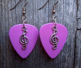 CLEARANCE Small Clef Charm Guitar Pick Earrings - Pick Your Color