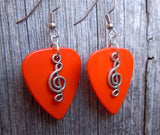 CLEARANCE Small Clef Charm Guitar Pick Earrings - Pick Your Color