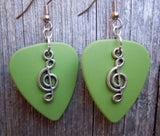 CLEARANCE Small Clef Charm Guitar Pick Earrings - Pick Your Color