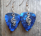 CLEARANCE Small Clef Charm Guitar Pick Earrings - Pick Your Color