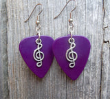 CLEARANCE Small Clef Charm Guitar Pick Earrings - Pick Your Color