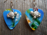 CLEARANCE Cartoonish Turtle Charm Guitar Pick Earrings - Pick Your Color
