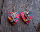 CLEARANCE Crossed Wings Charm Guitar Pick Earrings - Pick Your Color