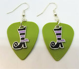 CLEARANCE Purple and Black Striped Witch Boots Guitar Pick Earrings - Pick Your Color