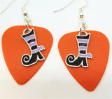 CLEARANCE Purple and Black Striped Witch Boots Guitar Pick Earrings - Pick Your Color