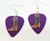 CLEARANCE Orange and Black Witch Boots Guitar Pick Earrings - Pick Your Color