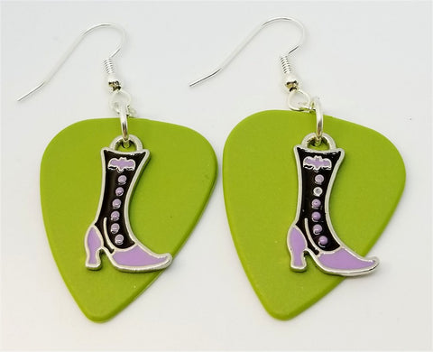 CLEARANCE Purple and Black Witch Boots Guitar Pick Earrings - Pick Your Color