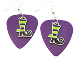 CLEARANCE Green and Black Striped Witch Boots Guitar Pick Earrings - Pick Your Color