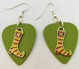 CLEARANCE Yellow and Orange Striped Witch Boots Guitar Pick Earrings - Pick Your Color