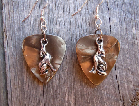 CLEARANCE Wolf Charm Guitar Pick Earrings - Pick Your Color