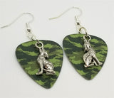 CLEARANCE Wolf Charm Guitar Pick Earrings - Pick Your Color