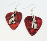 CLEARANCE Wolf Charm Guitar Pick Earrings - Pick Your Color