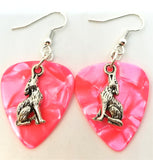 CLEARANCE Wolf Charm Guitar Pick Earrings - Pick Your Color