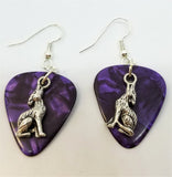 CLEARANCE Wolf Charm Guitar Pick Earrings - Pick Your Color