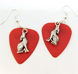 CLEARANCE Wolf Charm Guitar Pick Earrings - Pick Your Color