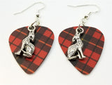 CLEARANCE Wolf Charm Guitar Pick Earrings - Pick Your Color