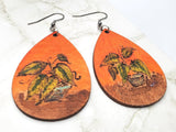 House Plant Wood Burned and Painted Wooden Earrings