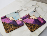 Mountain Scene Woodburned and Painted Wooden Earrings