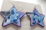 Star Galaxy Painted Wooden Earrings