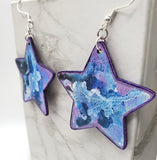 Star Galaxy Painted Wooden Earrings