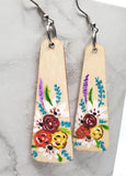 Flower Bouquet Painted Wooden Earrings