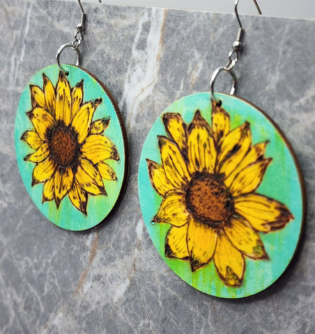 Rectangular Floral Painted Wood Earrings – Monica Faucheux LLC